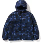 COLOR CAMO RELAXED FIT DOWN JACKET MENS NAVY BLUE