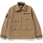 A BATHING APE MELTON RELAXED FIT ZIP JACKET MENS