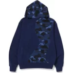 COLOR CAMO COLLEGE CUTTING RELAXED FIT HOODIE BLUE