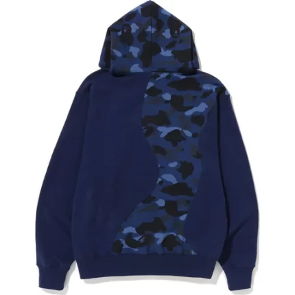 COLOR CAMO COLLEGE CUTTING RELAXED FIT HOODIE BLUE