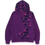 COLOR CAMO COLLEGE CUTTING RELAXED FIT HOODIE PURPLE