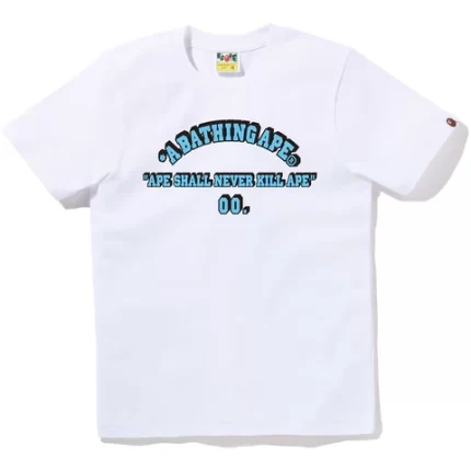 A BATHING APE LETTERED TEE LADIES WHITE